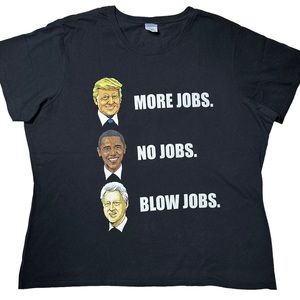 {Port & Co} More Jobs, No Jobs, BJs Funny Presidents Graphic T-Shirt Women’s 3X